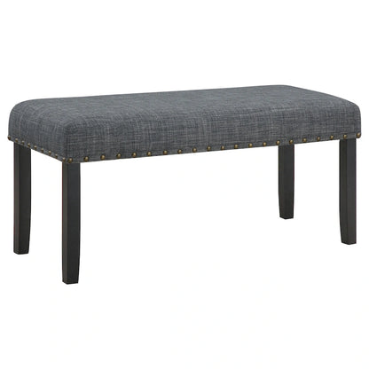 Drake 6 Piece Dining Table Set, 4 Chairs, Bench, Gray Fabric, Black Wood - image 3