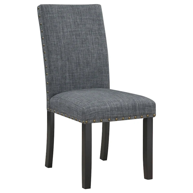 Drake 6 Piece Dining Table Set, 4 Chairs, Bench, Gray Fabric, Black Wood - image 4