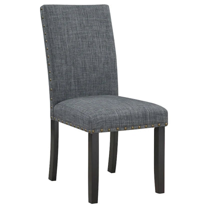 Drake 6 Piece Dining Table Set, 4 Chairs, Bench, Gray Fabric, Black Wood - image 4
