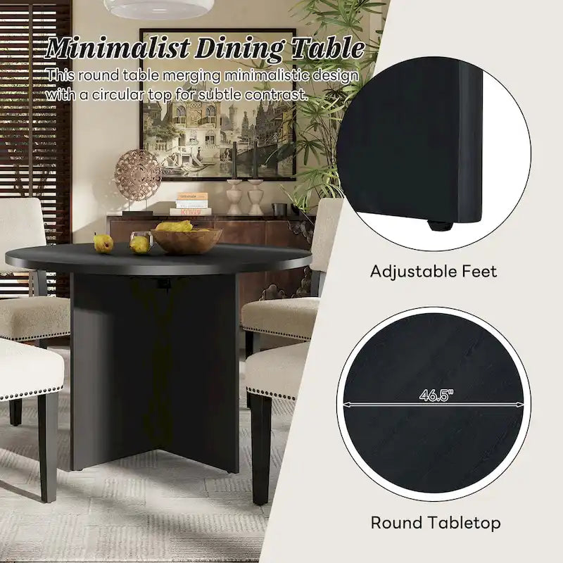 Engineered Wood 4 People Round Dining Table Set, 5 Piece Kitchen Table Set with Round Dining Table and 4 Upholstered Dining Chairs - image 2