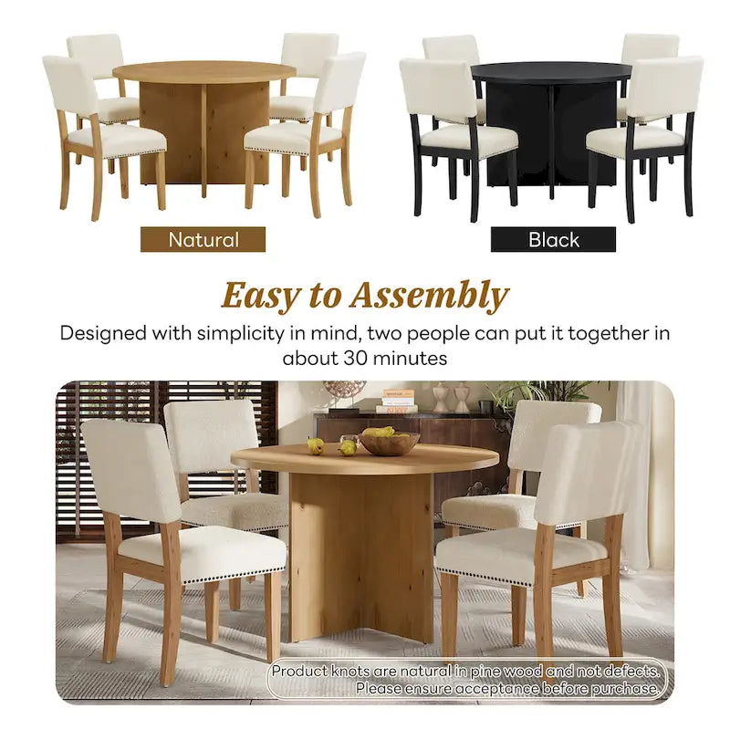 Engineered Wood 4 People Round Dining Table Set, 5 Piece Kitchen Table Set with Round Dining Table and 4 Upholstered Dining Chairs - image 19