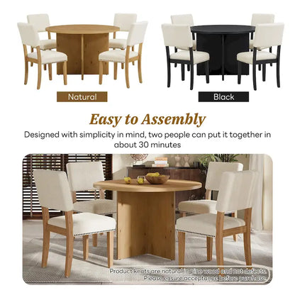 Engineered Wood 4 People Round Dining Table Set, 5 Piece Kitchen Table Set with Round Dining Table and 4 Upholstered Dining Chairs - image 19