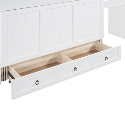 Engineered Wood Queen Size Murphy Bed with USB Port, Large Drawer, and Desk - image 2