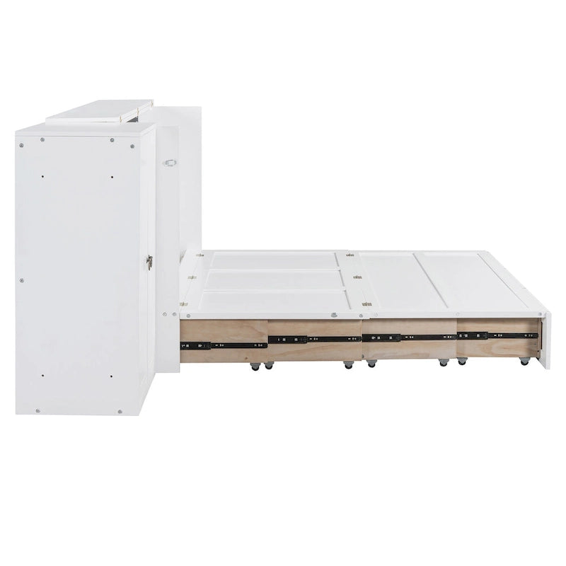 Engineered Wood Queen Size Murphy Bed with USB Port, Large Drawer, and Desk - image 6