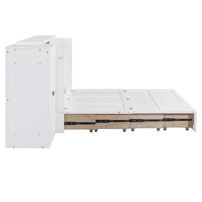 Engineered Wood Queen Size Murphy Bed with USB Port, Large Drawer, and Desk - image 6