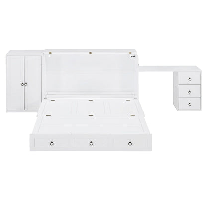 Engineered Wood Queen Size Murphy Bed with USB Port, Large Drawer, and Desk - image 7