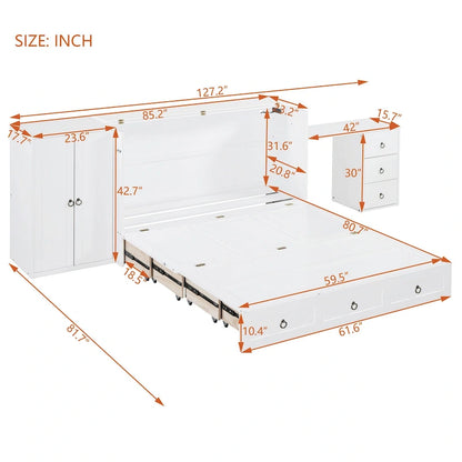 Engineered Wood Queen Size Murphy Bed with USB Port, Large Drawer, and Desk - image 9