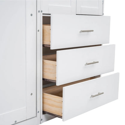 Wood White Fl Size Modern Murphy Bed with Drawers, Lockers, and Wardrobes - image 4