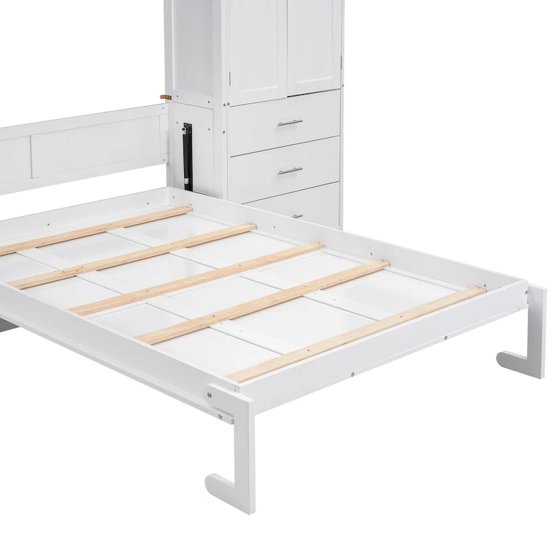Wood White Fl Size Modern Murphy Bed with Drawers, Lockers, and Wardrobes - image 5