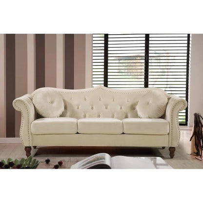 Wood Carbon Classic Nailhead Chesterfield 2 Piece Living Room Set - image 4