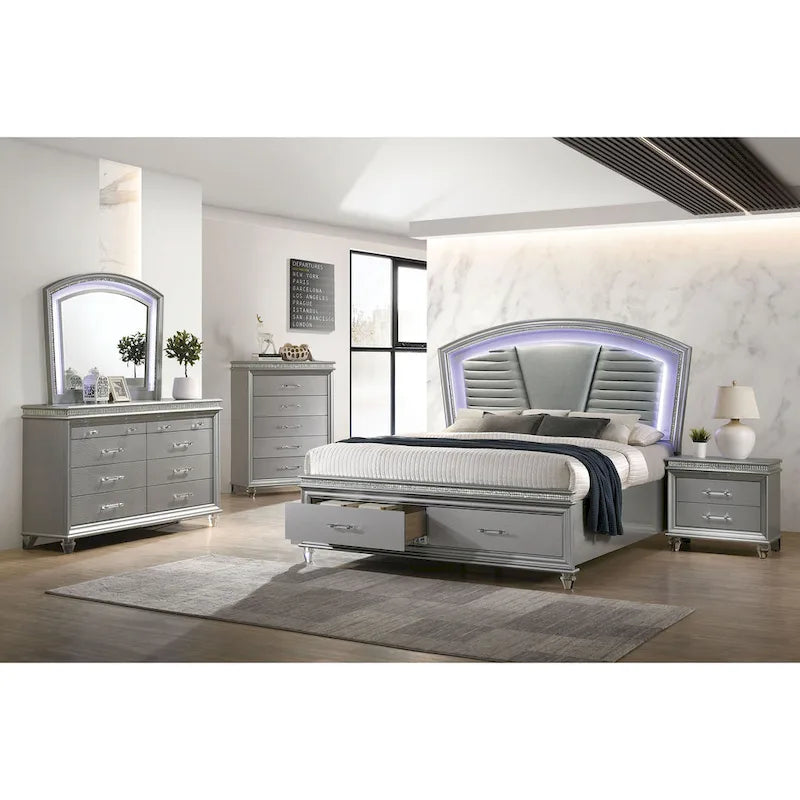 Engineered Wood Xian Contemporary 56-inch Wide 8-Drawer Solid Wood Dresser by Furniture of America - image 3