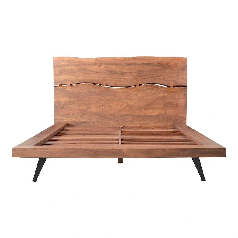 Solid Wood Aurelle Home Marlene Brown Rustic Acacia Wood Platform Bed - image 2