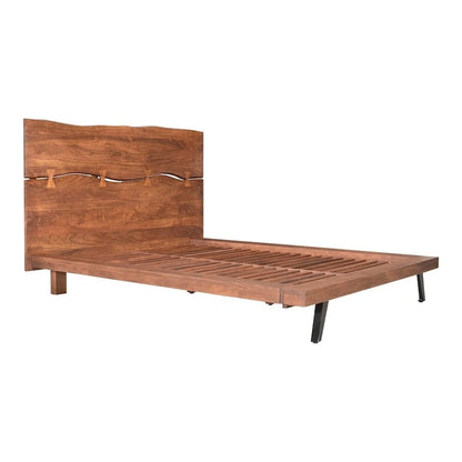 Solid Wood Aurelle Home Marlene Brown Rustic Acacia Wood Platform Bed - image 3