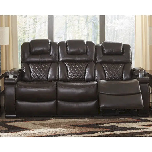 Warnerton Chocolate Brown Faux Leather Power Reclining Sofa - 84 W x 38 D x 44 H - image 1