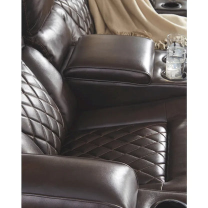Warnerton Chocolate Brown Faux Leather Power Reclining Sofa - 84 W x 38 D x 44 H - image 3
