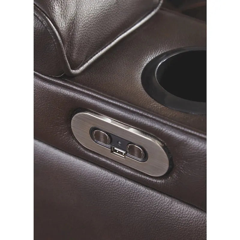 Warnerton Chocolate Brown Faux Leather Power Reclining Sofa - 84 W x 38 D x 44 H - image 4
