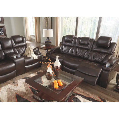 Warnerton Chocolate Brown Faux Leather Power Reclining Sofa - 84 W x 38 D x 44 H - image 9
