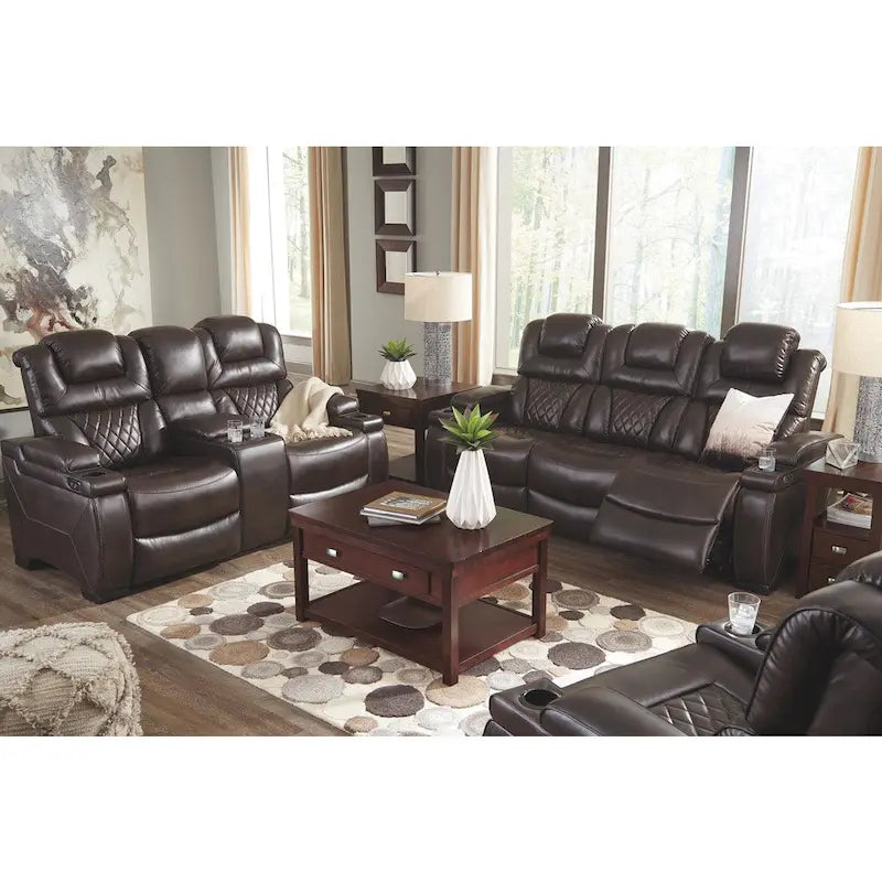Warnerton Chocolate Brown Faux Leather Power Reclining Sofa - 84 W x 38 D x 44 H - image 12