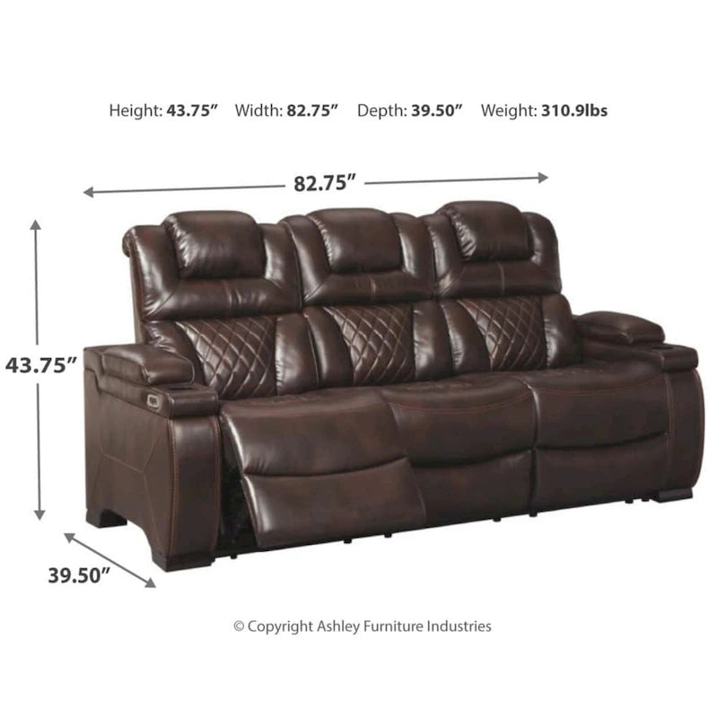 Warnerton Chocolate Brown Faux Leather Power Reclining Sofa - 84 W x 38 D x 44 H - image 14