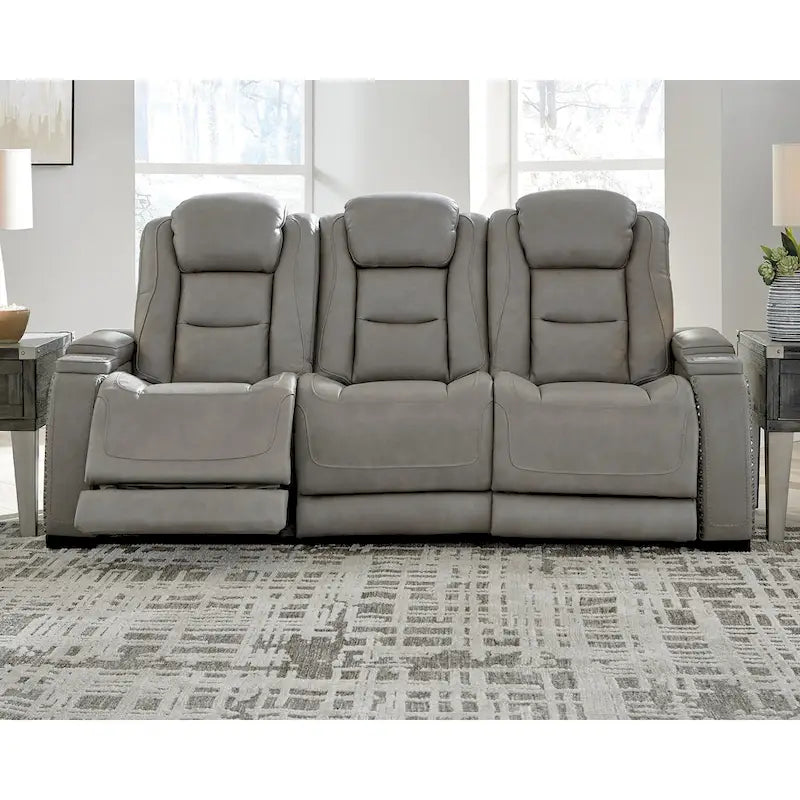Metal Signature Design by Man-Den Leather Power Adjustable Dual Reclining Sofa - 85 W x 40 D x 43 H - image 1