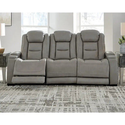 Metal Signature Design by Man-Den Leather Power Adjustable Dual Reclining Sofa - 85 W x 40 D x 43 H - image 1