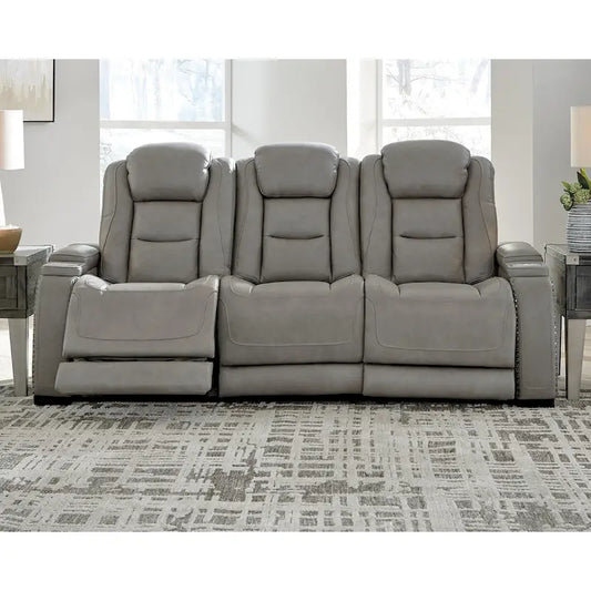 Metal Signature Design by Man-Den Leather Power Adjustable Dual Reclining Sofa - 85 W x 40 D x 43 H - image 1