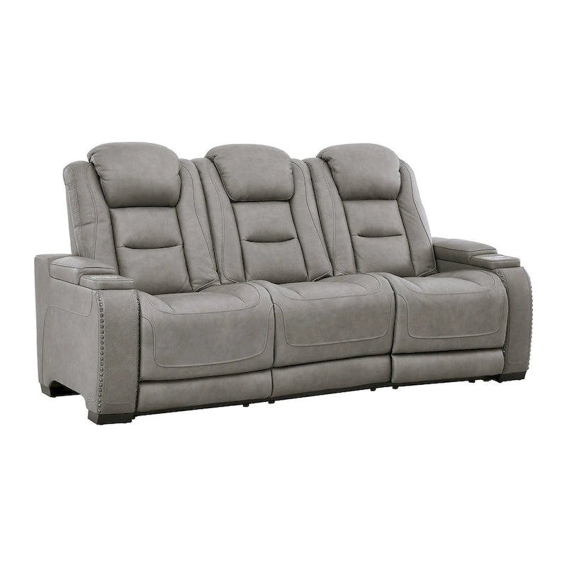 Metal Signature Design by Man-Den Leather Power Adjustable Dual Reclining Sofa - 85 W x 40 D x 43 H - image 2