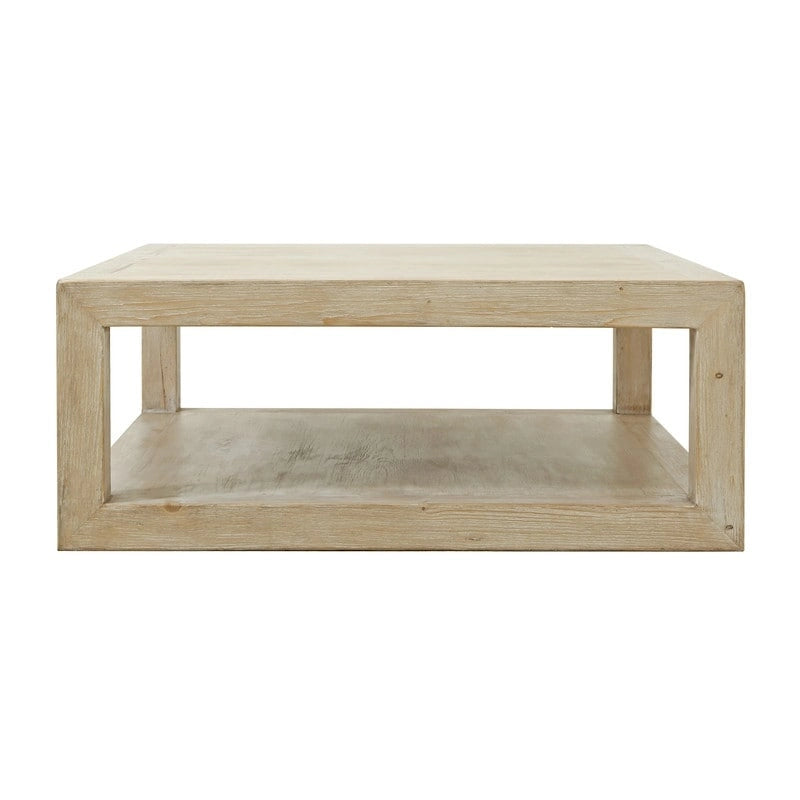 Artissance 39.4L Square Weathered White Washed Wood Indoor Peking Grand Framed Coffee Table - image 1