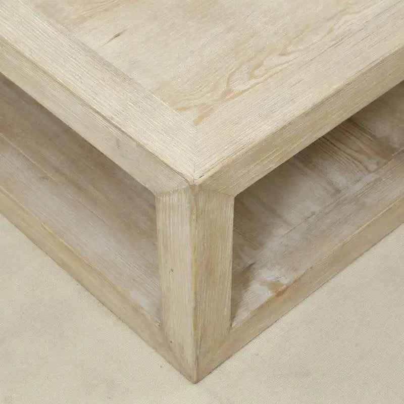 Artissance 39.4L Square Weathered White Washed Wood Indoor Peking Grand Framed Coffee Table - image 4