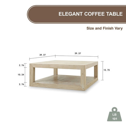Artissance 39.4L Square Weathered White Washed Wood Indoor Peking Grand Framed Coffee Table - image 6