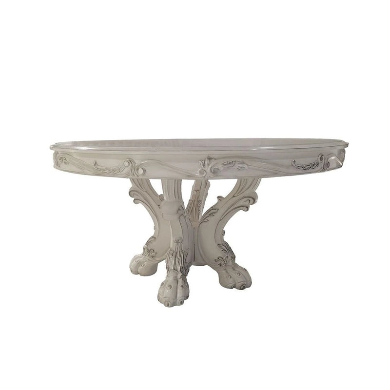 60Dia Round Dining Table with Wooden Legs in Bone White - image 1