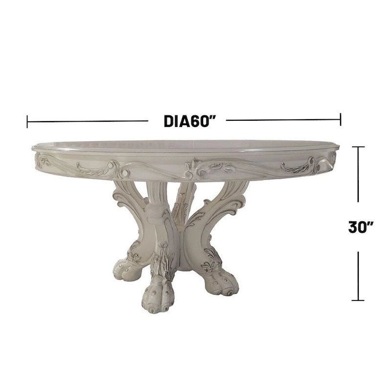 60Dia Round Dining Table with Wooden Legs in Bone White - image 3