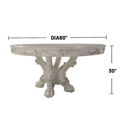 60Dia Round Dining Table with Wooden Legs in Bone White - image 3