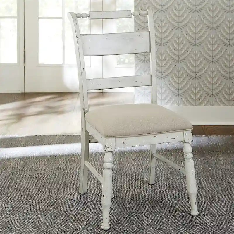 Wood Whitney Antique Linen & Weathered Gray 6 Piece Trestle Table Set - image 9