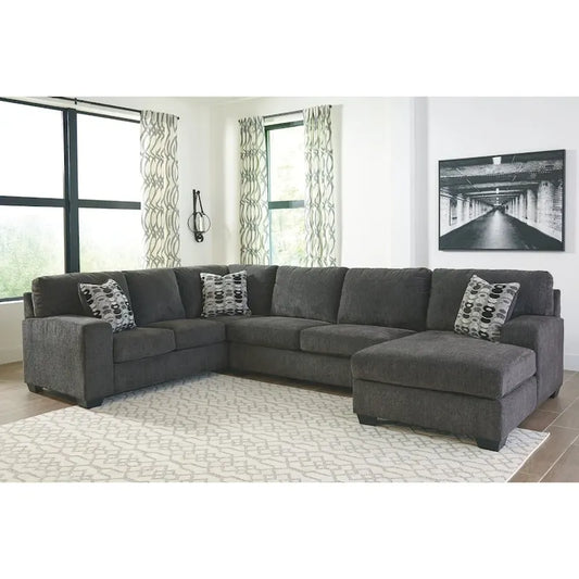 Wood Ballinasloe 3-Piece Sectional - Smoke - image 1