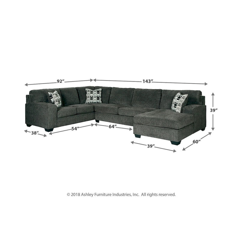 Wood Ballinasloe 3-Piece Sectional - Smoke - image 4