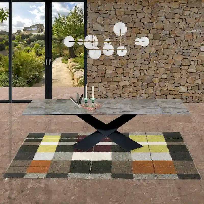 Metal Davee Grey Ceramic Extendable Dining Table - 70.87/106.31*35.43*29.53inches - image 2