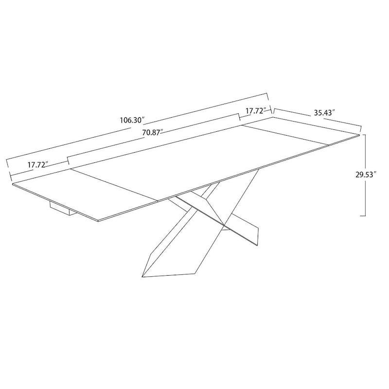 Metal Davee Grey Ceramic Extendable Dining Table - 70.87/106.31*35.43*29.53inches - image 4