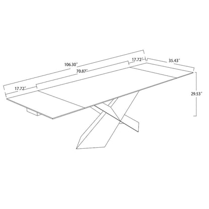 Metal Davee Grey Ceramic Extendable Dining Table - 70.87/106.31*35.43*29.53inches - image 4