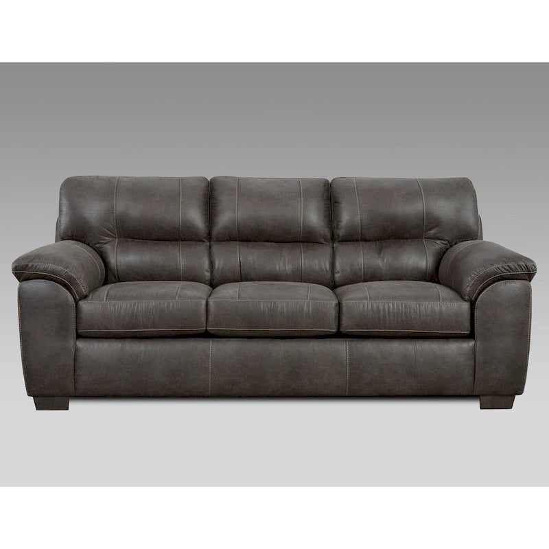 Leather Roundhill Furniture Tirana Contemporary Fabric Pillow- Arm 4-Piece Sofa Set in Sequoia Ash - image 3