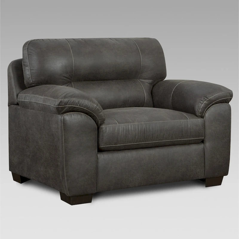 Leather Roundhill Furniture Tirana Contemporary Fabric Pillow- Arm 4-Piece Sofa Set in Sequoia Ash - image 6