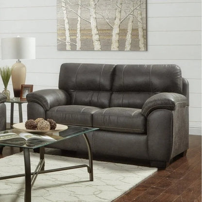 Leather Roundhill Furniture Tirana Contemporary Fabric Pillow- Arm 4-Piece Sofa Set in Sequoia Ash - image 8