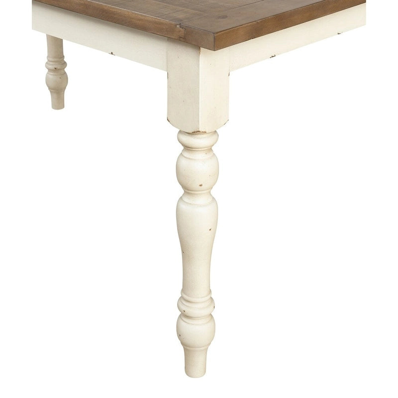 Engineered Wood Roundhill Furniture Prato 5-piece Dining Table Set With Cross Back Chairs, Antique White and Distressed Oak - image 4