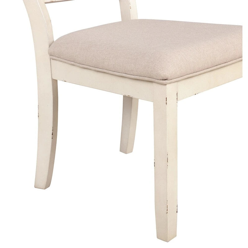 Engineered Wood Roundhill Furniture Prato 5-piece Dining Table Set With Cross Back Chairs, Antique White and Distressed Oak - image 6