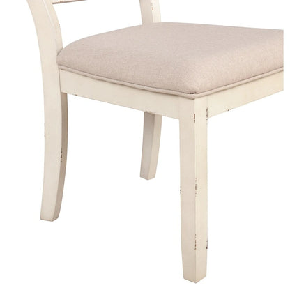 Engineered Wood Roundhill Furniture Prato 5-piece Dining Table Set With Cross Back Chairs, Antique White and Distressed Oak - image 6