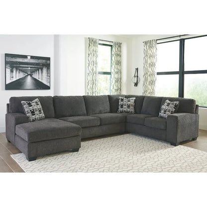 Wood Ballinasloe Left Facing 3-Piece Sectional - Smoke - image 2