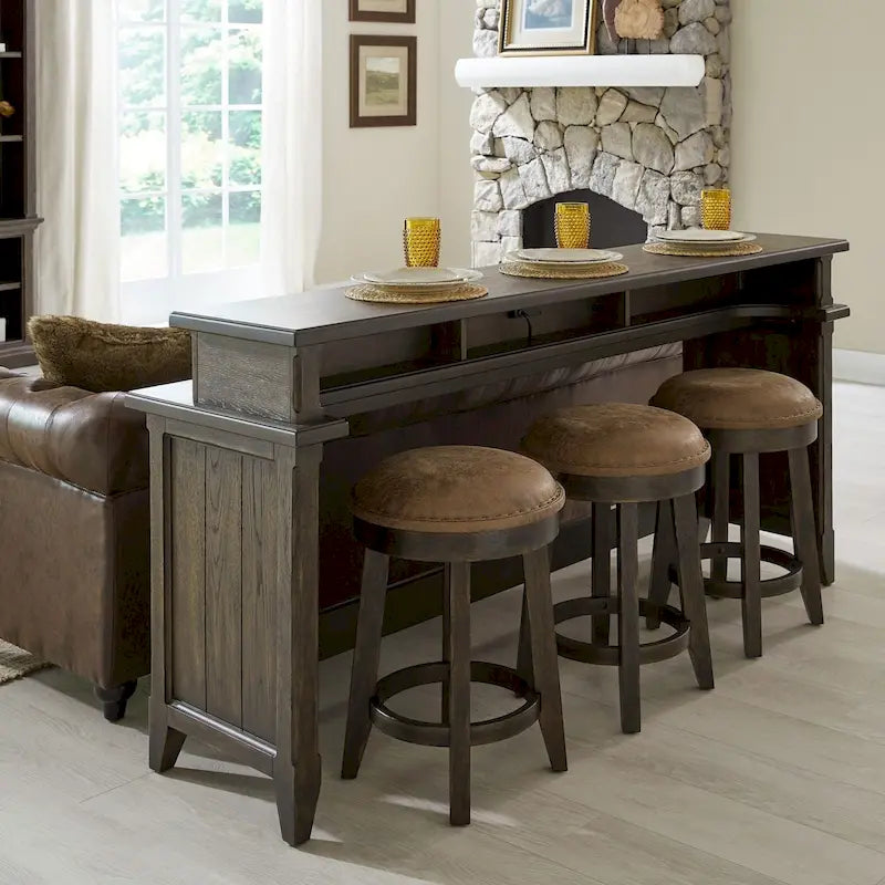 Wood Paradise Valley Saddle Brown 4 Piece Console Table Set