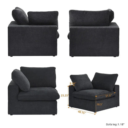 Solid Wood 160.6 Modern Linen Sectional Sofa4-seater Modar Couch with Storage Ottoman for Living Room. - image 12