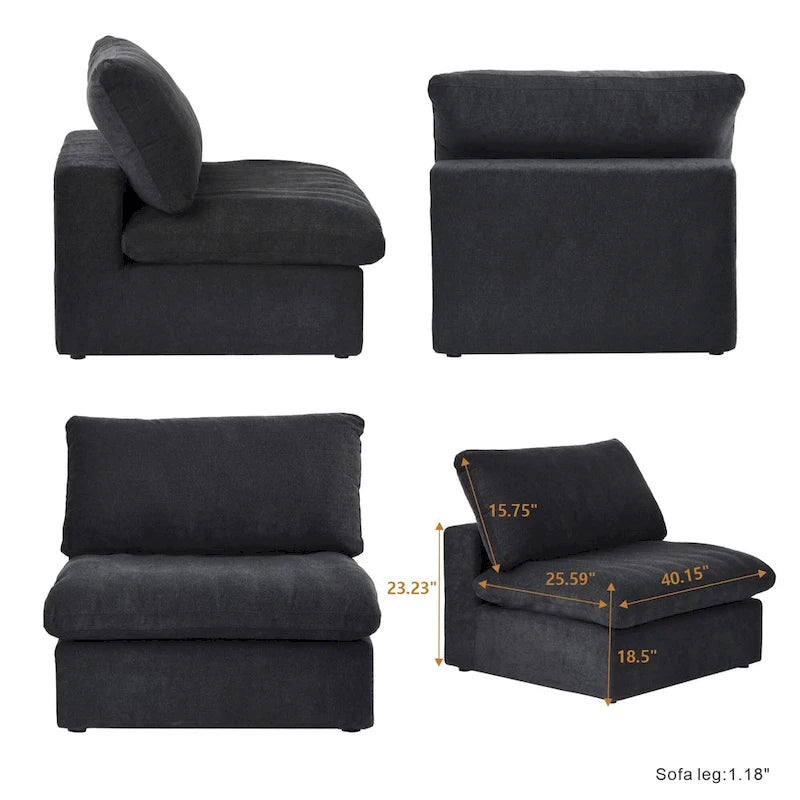 Solid Wood 160.6 Modern Linen Sectional Sofa4-seater Modar Couch with Storage Ottoman for Living Room. - image 14