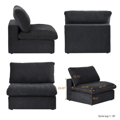 Solid Wood 160.6 Modern Linen Sectional Sofa4-seater Modar Couch with Storage Ottoman for Living Room. - image 14